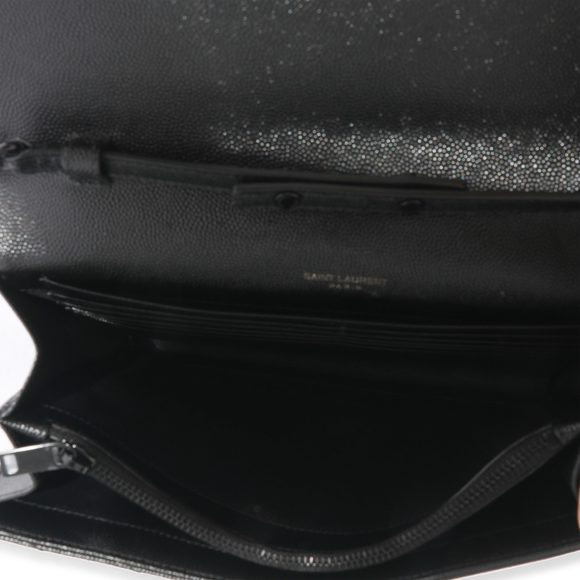 Saint Laurent Black Chevron Leather Cassandre Envelope Chain Wallet - Picture 8 of 8